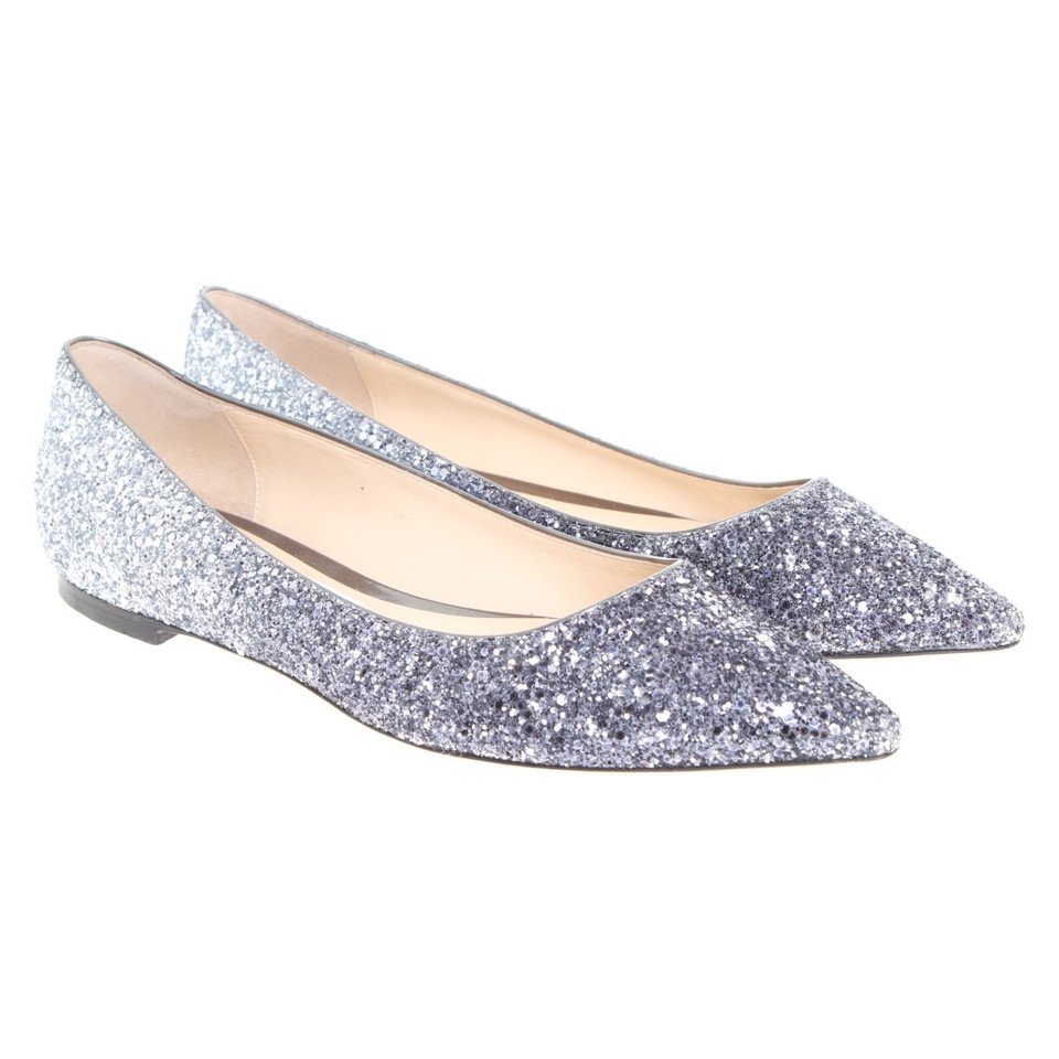 Jimmy Choo Ballerina's in zilver / blauw