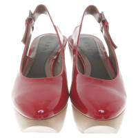 Marni Patent leather wedges in red