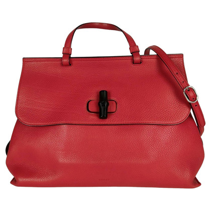 Gucci Bamboo Daily Top Handle Bag Leather in Red