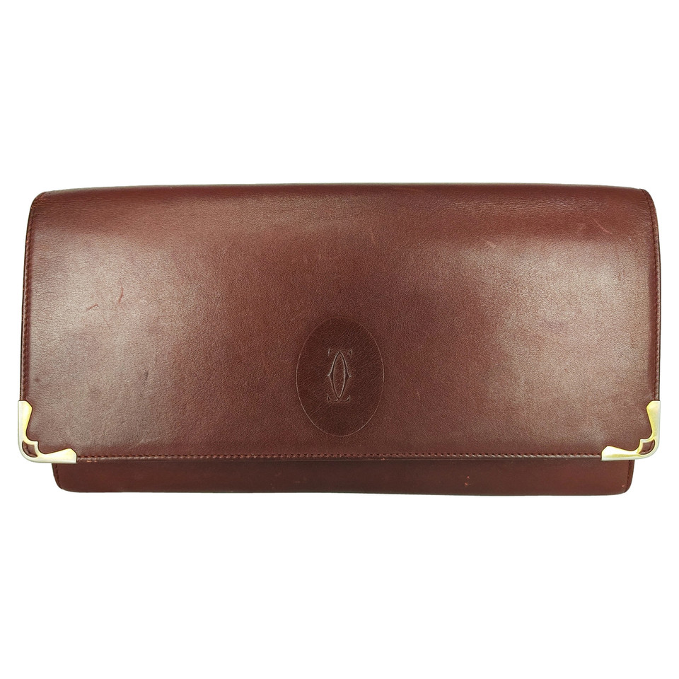 Cartier Clutch Bag Leather in Bordeaux