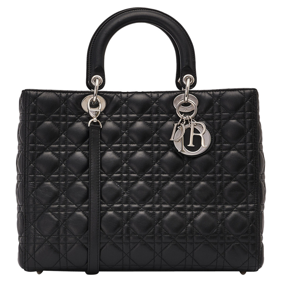 Dior Lady Dior Large Leer in Zwart