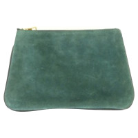 Balmain X H&M clutch Pochete green suede leather new