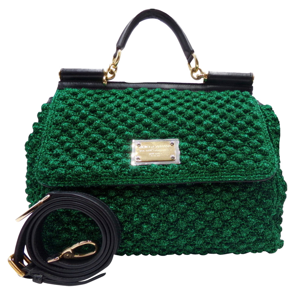 Dolce & Gabbana Sicily Bag aus Baumwolle in Grün