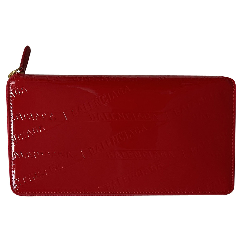 Balenciaga Täschchen/Portemonnaie aus Lackleder in Rot