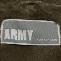 Yves Salomon Olive-colored jacket with fur