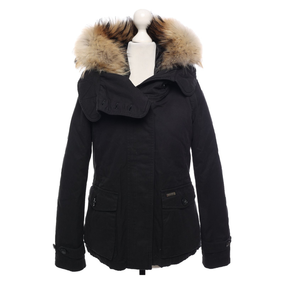 Woolrich Jacke/Mantel aus Baumwolle in Schwarz