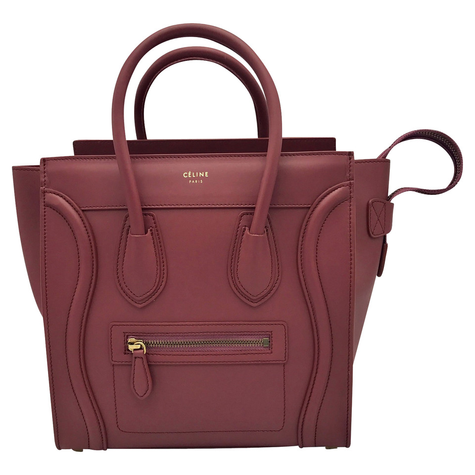Céline Luggage Micro Leather in Bordeaux