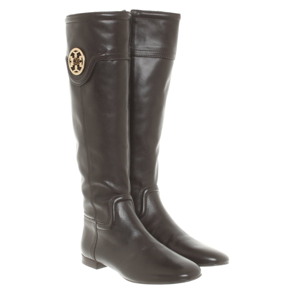 Tory Burch Stivali in Pelle in Marrone