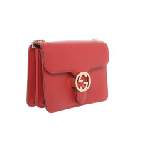 Gucci Interlocking Shoulder Bag Small aus Leder in Rot