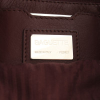 Fendi Baguette Bag Micro Leather in Bordeaux