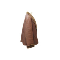 Chanel Jacke/Mantel aus Leder in Braun