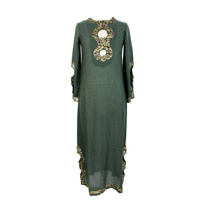 Antik Batik Kleid aus Wolle in Grün