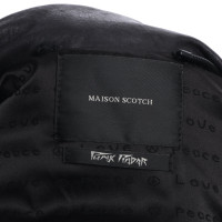 Maison Scotch Leather jacket with studded trim