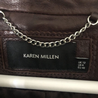 Karen Millen Jacke/Mantel aus Leder in Bordeaux