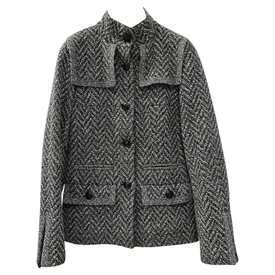 Chanel Jacke/Mantel aus Wolle in Grau