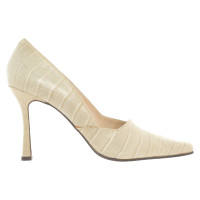 Pura Lopez Pumps/Peeptoes aus Leder in Beige