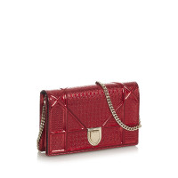 Christian Dior Diorama Wallet On Chain Lakleer in Rood