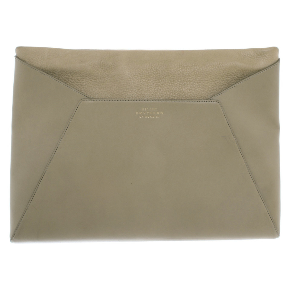 Smythson Clutch Leer in Beige