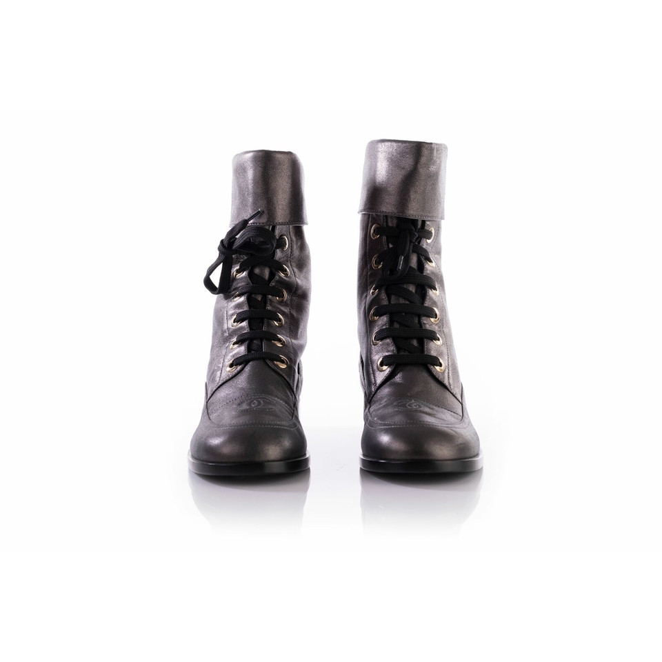 Chanel Boots Leather in Grey