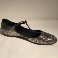Chanel Slipper/Ballerinas aus Leder in Silbern