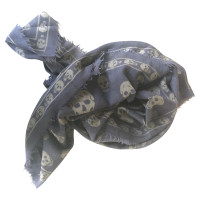 Alexander McQueen foulard à tête de mort bleu et gris