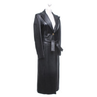 Gianni Versace manteau en cuir noir