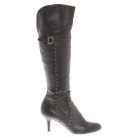 Christian Dior Leder-Stiefel in Dunkelbraum