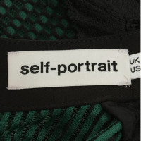 Self Portrait Top in Green / zwart