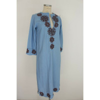 Antik Batik Kleid aus Baumwolle in Türkis