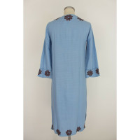Antik Batik Kleid aus Baumwolle in Türkis
