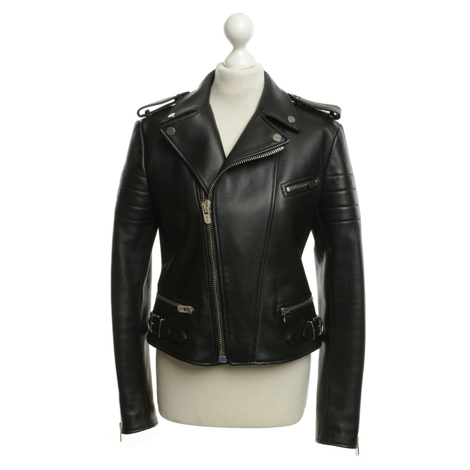 Bally Leather biker jacket in black