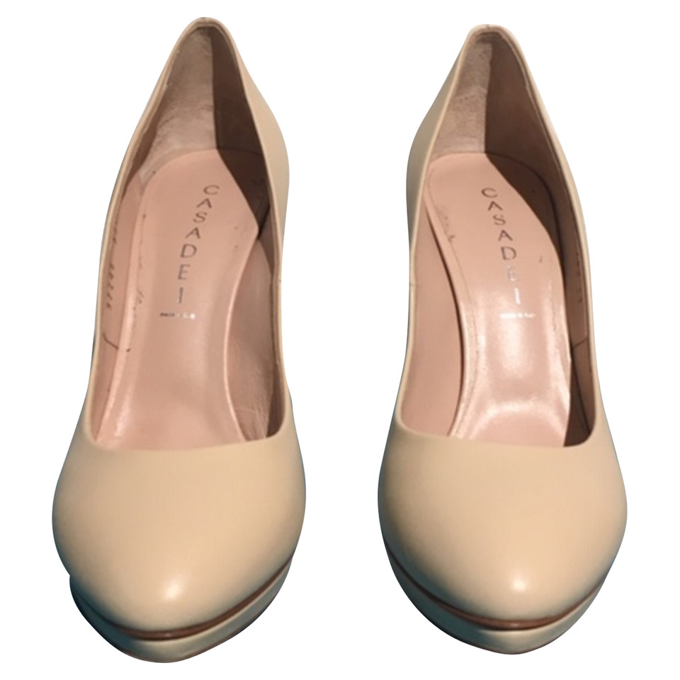 Casadei Pumps/Peeptoes Leather in Nude