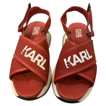 Karl Lagerfeld Sandali in Pelle verniciata in Rosso