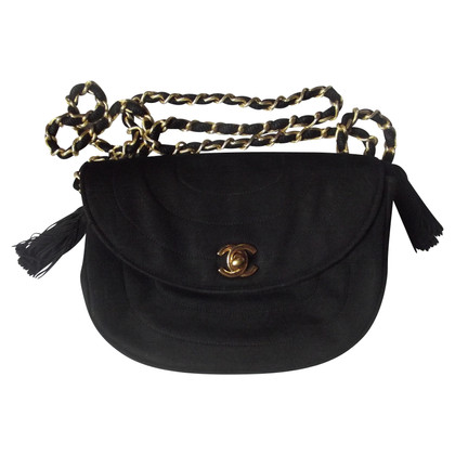 Chanel Demi Lune  Bag aus Jersey in Schwarz