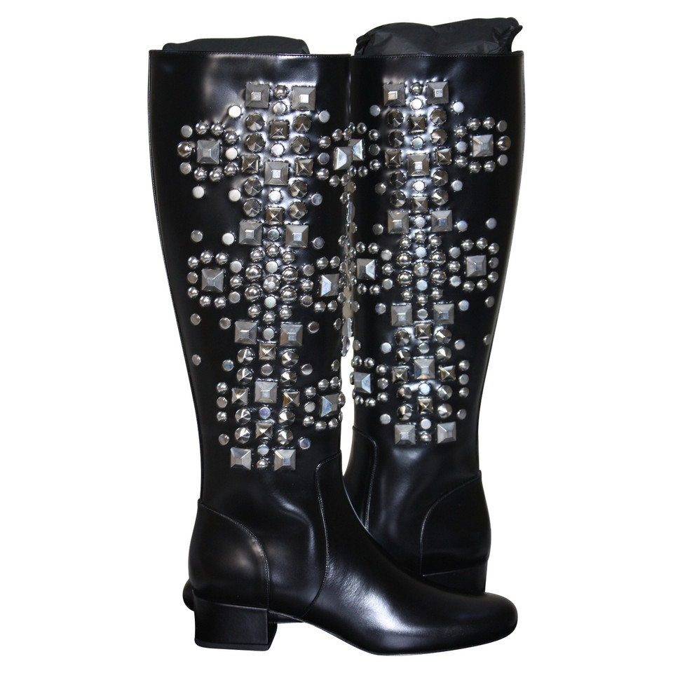 Saint Laurent Stiefel Leder in Schwarz