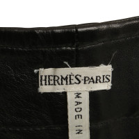 Hermès Leather skirt in black
