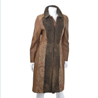 Etro Leather coat with fur