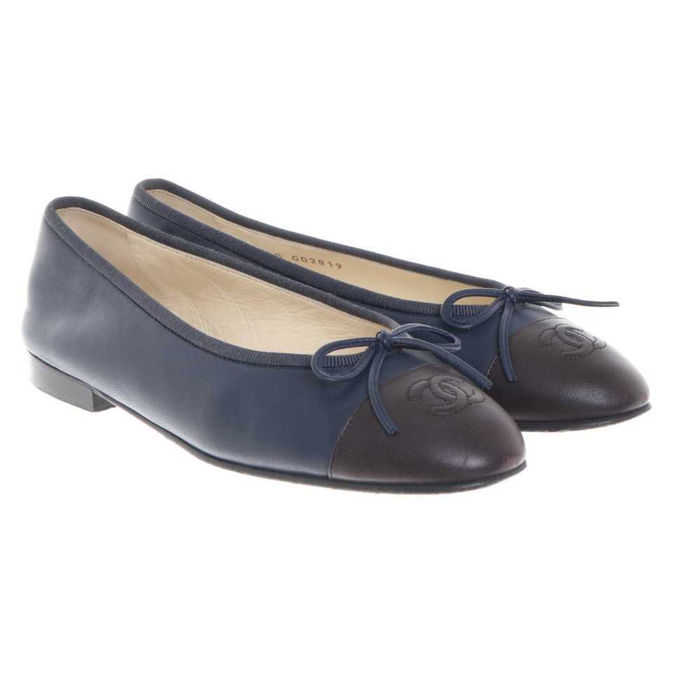 Chanel Ballerinas in Blau/Braun