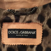 Dolce & Gabbana Giacca in pelle con bottoni strass