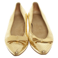 Stuart Weitzman Mocassini/Ballerine in Pelle verniciata in Oro