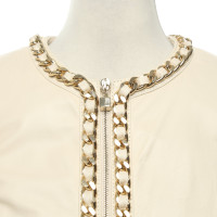 Elisabetta Franchi Jacke/Mantel aus Leder in Creme