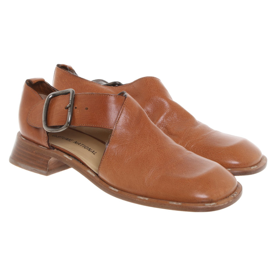 Costume National Slippers/Ballerinas Leather in Brown