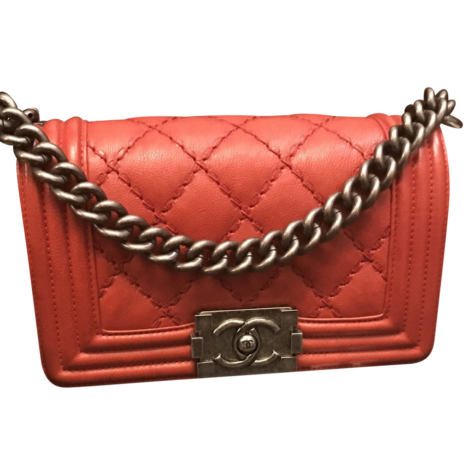 Chanel Boy Small Leer in Rood