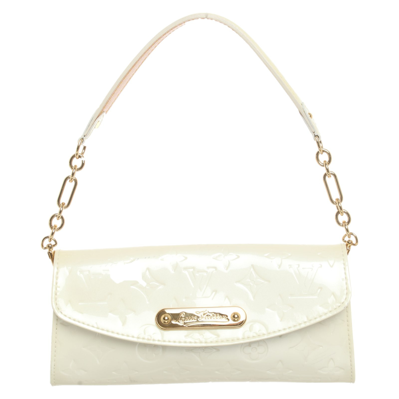 Louis Vuitton Clutch Bag leather in Cream - Second Hand Louis Vuitton Clutch Bag Patent leather in Cream buy for 309€ (6141594)