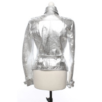 Drykorn Jacke/Mantel aus Leder in Silbern