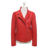 Armani Jeans Jacke/Mantel aus Leder in Rot