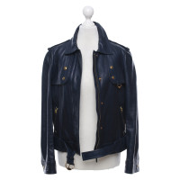 Gucci Jacke/Mantel aus Leder in Blau