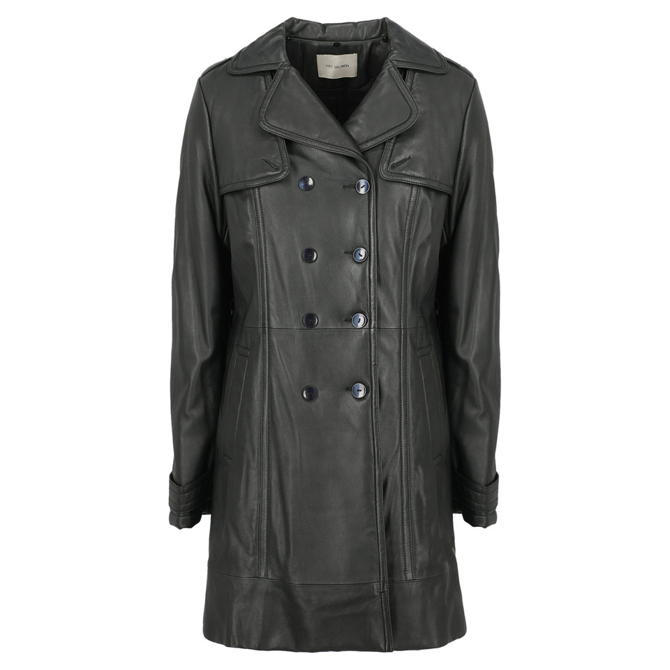 Yves Salomon Jacket/Coat Leather in Black