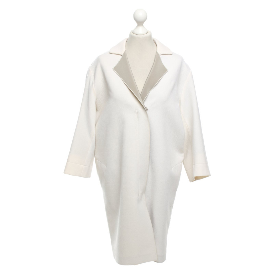 Roland Mouret Jacke/Mantel aus Wolle in Creme