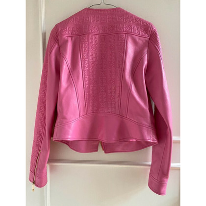Versace Jacke/Mantel aus Leder in Rosa / Pink